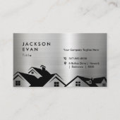 Carte De Visite Construction de toiture en argent brillant profess (Devant)
