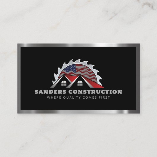 Carte De Visite Construction de toitures American Drapeau QR Code (Devant)