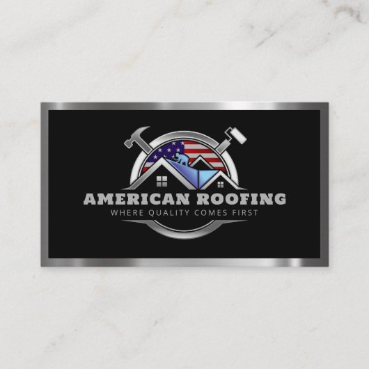 Carte De Visite Construction de toitures American Drapeau QR Code (Devant)