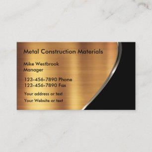 Carte De Visite Construction de ton bronze cuivre métallique