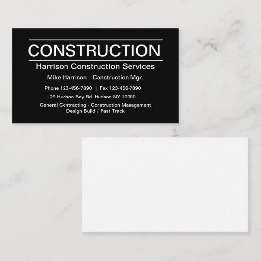 Carte De Visite Construction Deisgn moderne (Devant / Derrière)