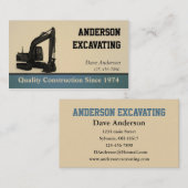 Carte De Visite Construction d'excavateur (Devant / Derrière)
