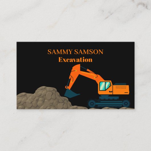 Carte De Visite Construction d'excavateur (Devant)