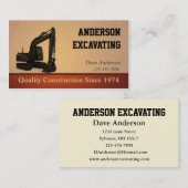 Carte De Visite Construction d'excavateur (Devant / Derrière)