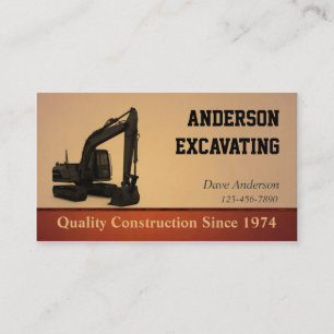Carte De Visite Construction d'excavateur