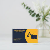 Carte De Visite Construction d'excavateur unique jaune et bleu (Debout devant)
