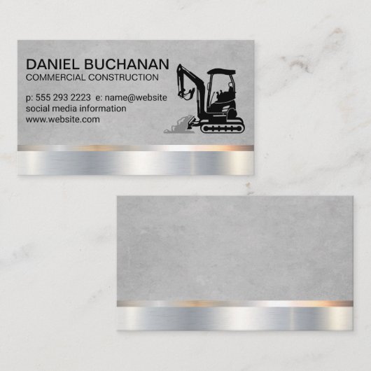 Carte De Visite Construction | Digger terrestre | Dozer (Devant / Derrière)