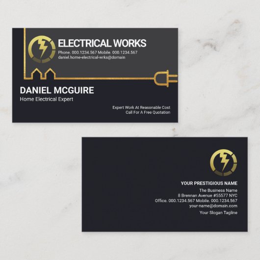 Carte De Visite Construction d'or créative Câblage électrique (Devant / Derrière)