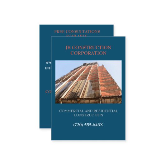 Carte De Visite Construction du bâtiment du consultant pour la ret (Devant/Arrière en situation)