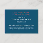 Carte De Visite Construction du bâtiment remodel de l'architecte d (Dos)