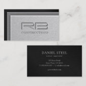 Carte De Visite Construction du coin en acier métallique à brosse  (Devant / Derrière)