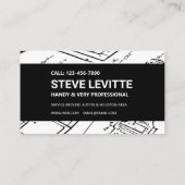 Carte De Visite Construction du plan blanc et noir (Dos)