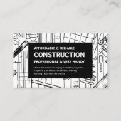 Carte De Visite Construction du plan blanc et noir (Devant)