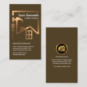 Carte De Visite Construction du toit de l'immeuble Faux Cuivre (Devant / Derrière)