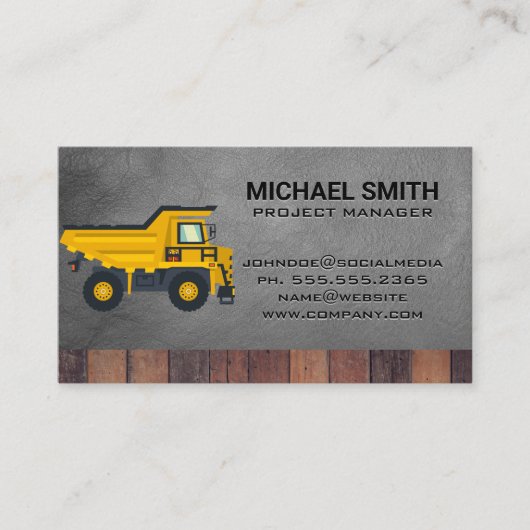 Carte De Visite Construction Dump Truck Vehicle | General Contract (Devant)