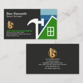 Carte De Visite Construction d'un bâtiment Abstrait de marteau cré (Devant / Derrière)