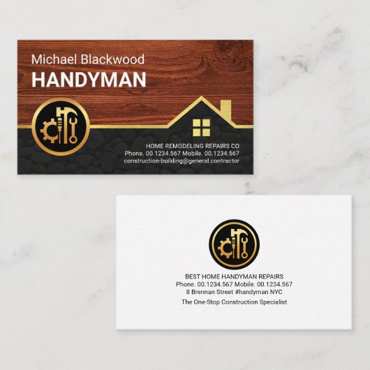 Carte De Visite Construction d'un mur de pierre en couche de bois (Devant / Derrière)