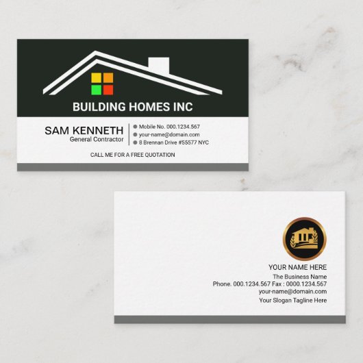 Carte De Visite Construction d'un toit rétro simple en motif (Devant / Derrière)