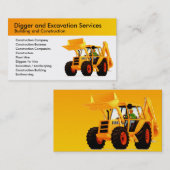 Carte De Visite Construction et excavatrice faites sur commande (Devant / Derrière)