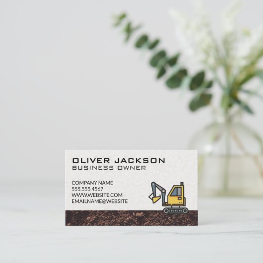 Carte De Visite Construction | Excavateur | Jetée (Debout devant)
