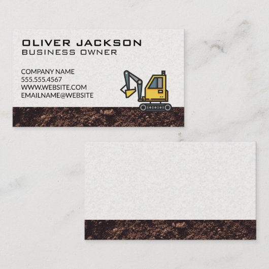 Carte De Visite Construction | Excavateur | Jetée (Devant / Derrière)