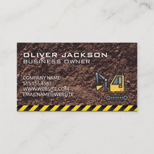 Carte De Visite Construction | Excavateur | Jetée (Devant)