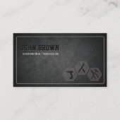 Carte De Visite Construction foncée élégante menuiserie (Devant)