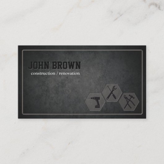 Carte De Visite Construction foncée élégante menuiserie (Devant)