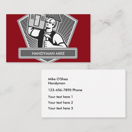 Carte De Visite Construction fraîche de bricoleur (Devant / Derrière)