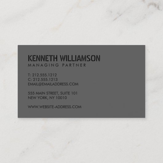 Carte De Visite Construction Gris foncé taché gras (Dos)