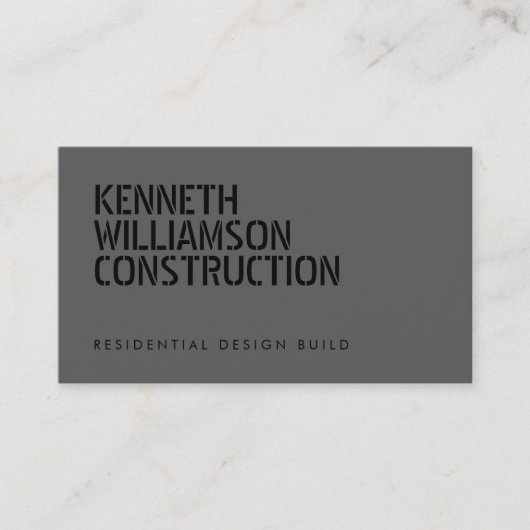 Carte De Visite Construction Gris foncé taché gras (Devant)