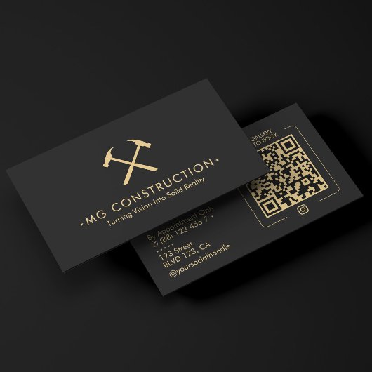 Carte De Visite Construction Hammer General Contractor Black