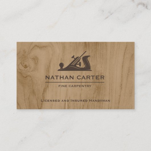 Carte De Visite Construction Handman Carpenter Jack Plane Bois (Devant)