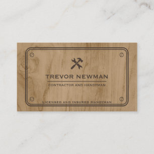 Carte De Visite Construction Handyman Carpenter Outils boulons Boi