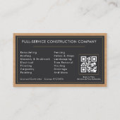 Carte De Visite Construction Handyman QR Code Professional (Dos)