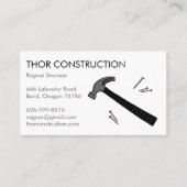 Carte De Visite Construction Handyman Remodel Hammer & Nails Cool (Devant)