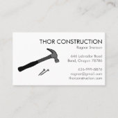 Carte De Visite Construction Handyman Remodel Hammer & Nails Cool (Devant)
