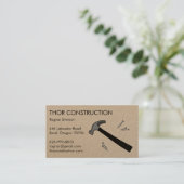 Carte De Visite Construction Handyman Remodel Hammer & Nails Kraft (Debout devant)