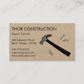 Carte De Visite Construction Handyman Remodel Hammer & Nails Kraft (Devant)