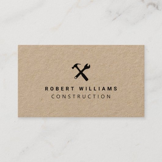 Carte De Visite Construction Handyman Tools QR Code Rustic Kraft (Devant)