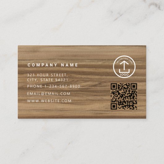 Carte De Visite Construction Handyman Tools QR Code Wood (Dos)
