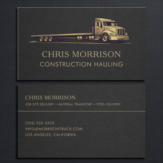 Carte De Visite Construction Hauling Services Professional