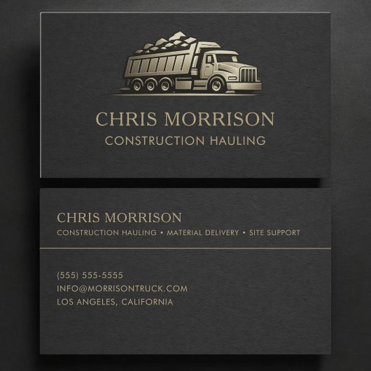 Carte De Visite Construction Hauling Services Professional