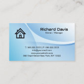 Carte De Visite Construction House Roof Logo Blue (Dos)