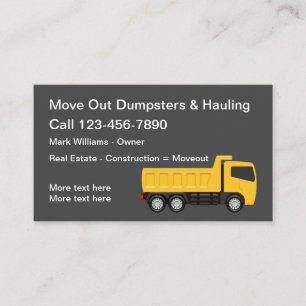 Carte De Visite Construction Immobilier Hauling & Enlèvement de co