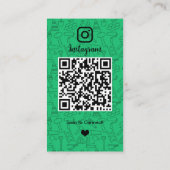 Carte De Visite Construction Instagram Green | Code QR (Dos)