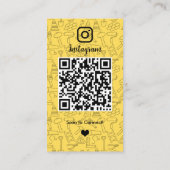 Carte De Visite Construction Instagram Jaune | Code QR (Dos)