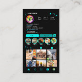 Carte De Visite Construction Instagram Turquois | Code QR (Devant)