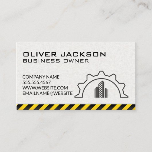 Carte De Visite Construction | Logo de la ville d'engrenages (Devant)