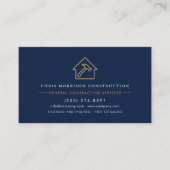 Carte De Visite Construction Luxe Bois Bleu Nuit Or (Devant)